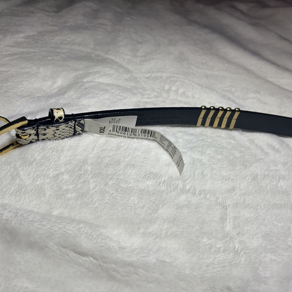 Black and Cream Snake Print Belt - Picture 5 of 7